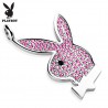 Pendentif Playboy 09 - Strass rose oeil noir