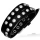 Bracelet de force 124 - Noir deux bandes petits ronds