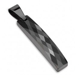 Pendentif en tungstène 03 - Noir en longueur avec facettes