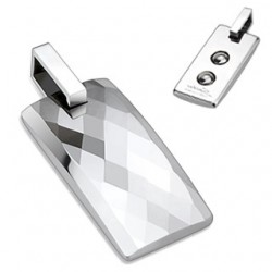 Pendentif en tungstène 04 - Gris rectangulaire avec facettes