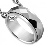 Pendentif en tungstène 09 - Gris anneau avec facettes