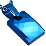 Pendentif en tungstène 12 - Bleu rectangulaire avec facettes