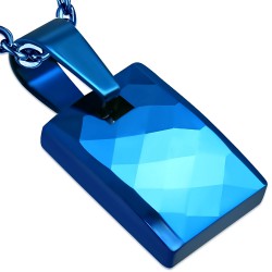 Pendentif en tungstène 12 - Bleu rectangulaire avec facettes