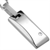 Pendentif en tungstène 13 - Gris rectangulaire avec zircone