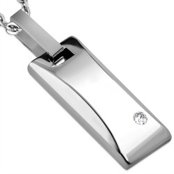 Pendentif en tungstène 13 - Gris rectangulaire avec zircone
