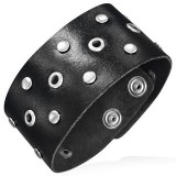 Bracelet de force 129 - Noir centre rond creux