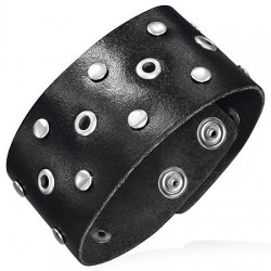 Bracelet de force 129 - Noir centre rond creux