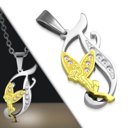 Pendentif lettre avec fée F