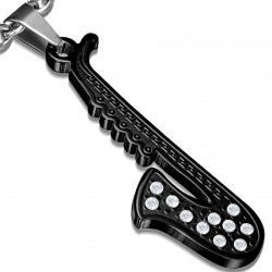 Pendentif musique 03 - Saxophone noir strass
