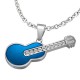 Pendentif musique 07 - Guitare bleue avec strass