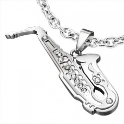 Pendentif musique 08 - Saxophone gris