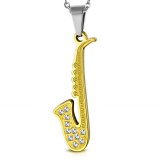 Pendentif musique 11 - Saxophone jaune strass