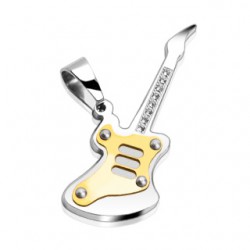 Pendentif musique 13 - Guitare grise et jaune