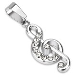 Pendentif musique 14 - Clé de sol avec strass