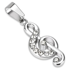 Pendentif musique 14 - Clé de sol avec strass