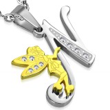 Pendentif lettre avec fée N