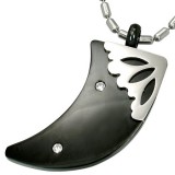 Pendentif tribal 01 - Corne plate deux strass