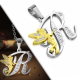 Pendentif lettre avec fée R