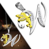 Pendentif lettre avec fée W