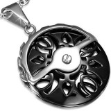 Pendentif tribal 16 - Cercle décoré noir