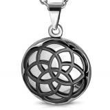 Pendentif tribal 17 - Rosas noire sur cercle gris