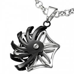 Pendentif tribal 20 - Rosas tribale grise et noire