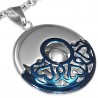 Pendentif tribal 21 - Cercle bleu et gris avec bille