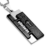 Pendentif plaque 03 - Ligne grecque et croix fond noir