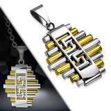 Pendentif plaque 14 - Cylindres jaunes et gris