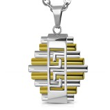 Pendentif plaque 14 - Cylindres jaunes et gris