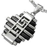 Pendentif plaque 15 - Cylindres noirs et gris