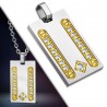 Pendentif plaque 17 - Zircones sur bandes jaunes