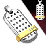 Pendentif plaque 21 - Troué avec bande jaune