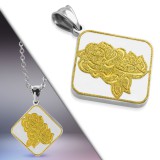 Pendentif plaque 22 - Fleur satin jaune