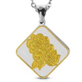 Pendentif plaque 22 - Fleur satin jaune