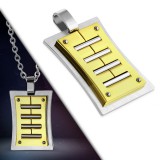 Pendentif plaque 23 - Gris et jaune