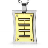 Pendentif plaque 23 - Gris et jaune