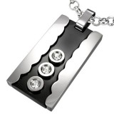 Pendentif plaque 26 - Trois zircones transparents
