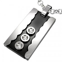 Pendentif plaque 26 - Trois zircones transparents