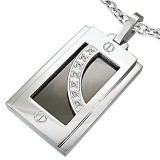 Pendentif plaque 27 - Noir trainée de strass