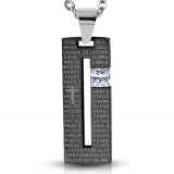 Pendentif plaque 32 - Latin noir avec zircone
