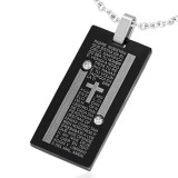 Pendentif plaque 36 - Noir croix et bandes