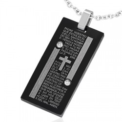 Pendentif plaque 36 - Noir croix et bandes
