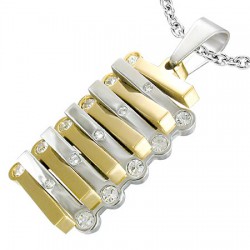 Pendentif plaque 43 - Alternance jaune et gris