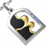 Pendentif plaque 47 - Trois strass bleus