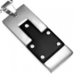 Pendentif plaque 48 - Cinq strass transparents