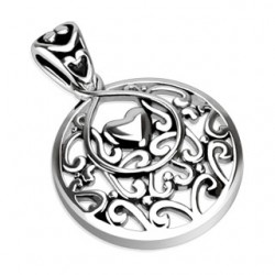 Pendentif plaque 54 - Cercle avec coeurs