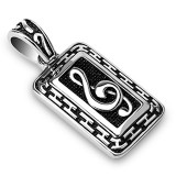 Pendentif plaque 61 - Clé de sol grise