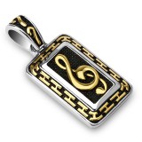 Pendentif plaque 62 - Clé de sol jaune