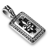 Pendentif plaque 65 - Gande fleur de lys grise